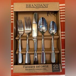 BRANDANI Italy 20 Pc Flatware Set CIRCLE Hotel Collection Stainless Service 4